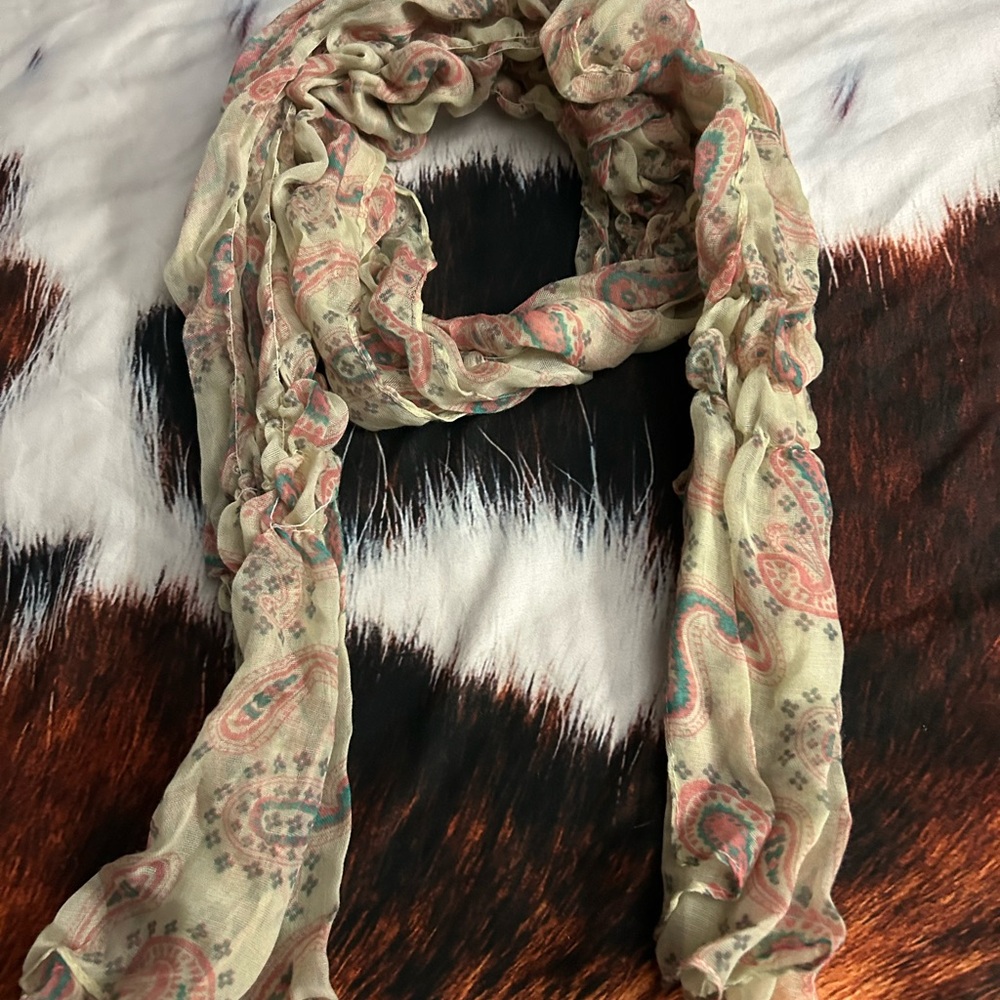 Paisley Print Cream Scarf